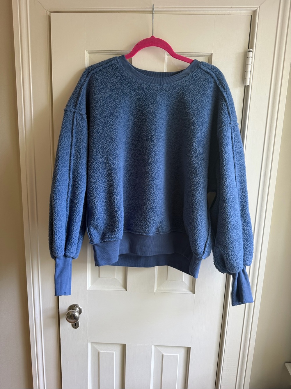 Pilcro Blue Plush Crewneck Sweatshirt